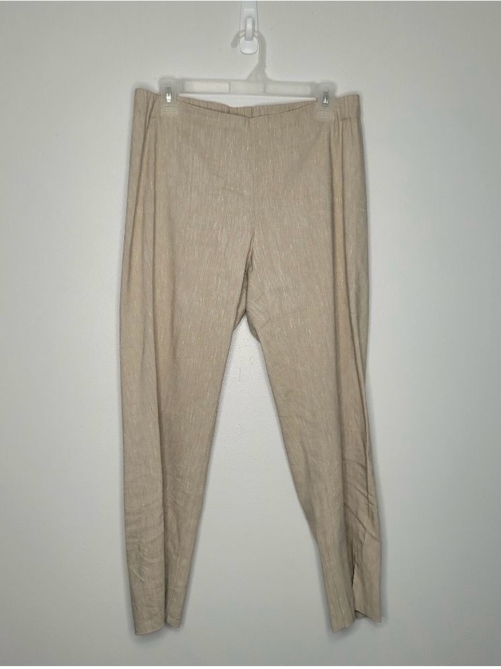 J Jill tan linen blend casual preppy coastal pull on pants size small🌟